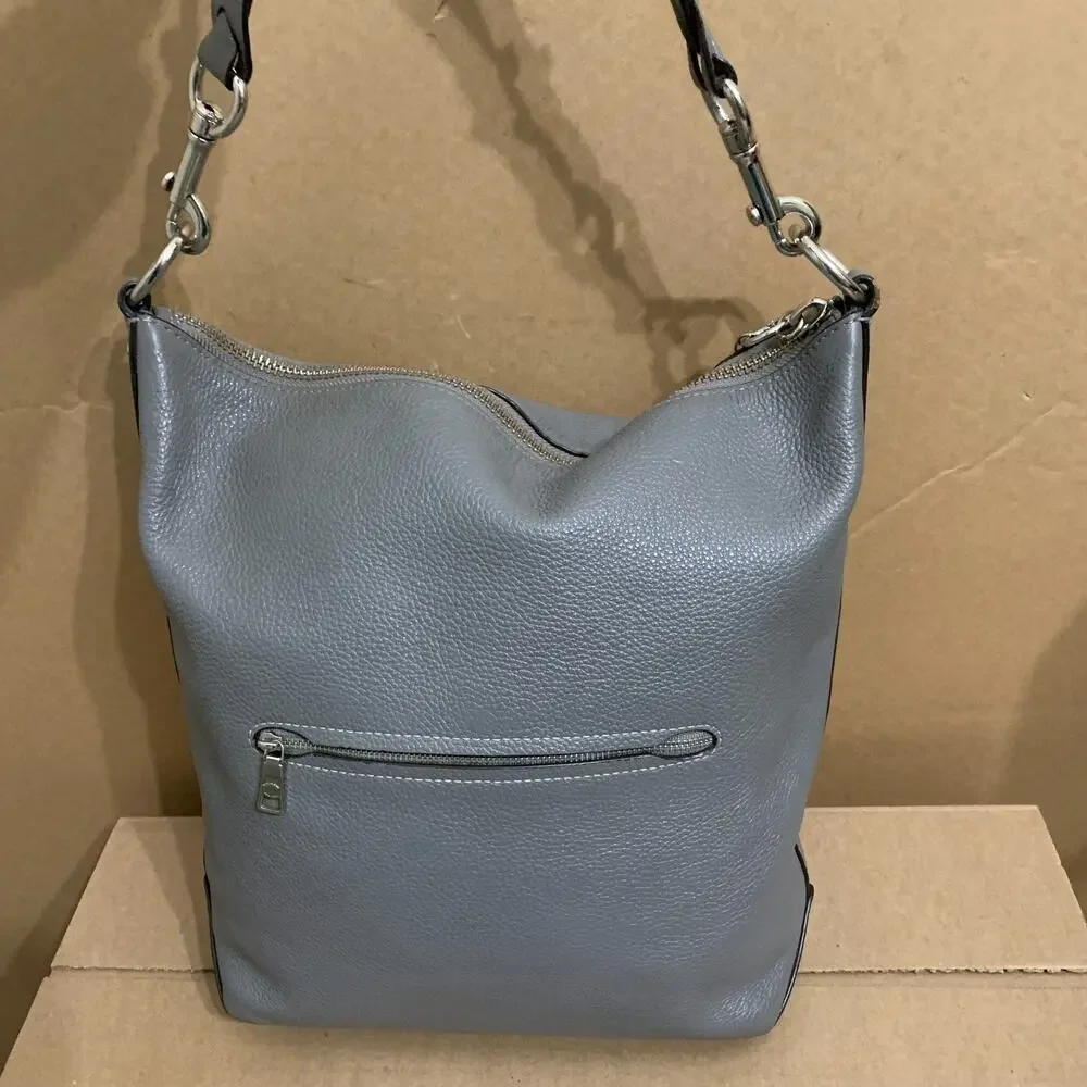 COACH Refined Gray Pebbled Leather ABBY Duffle Sac Hobo F31507